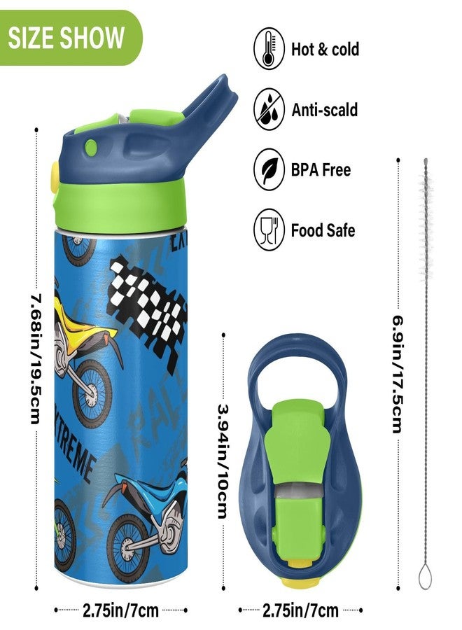 FLildon Small Water Bottle for Kid 12oz Motocross Riding Insulated Bottles with Straw Lid Stainless Steel Tumbler Vacuum Cup Thermal Bottles - Image 3